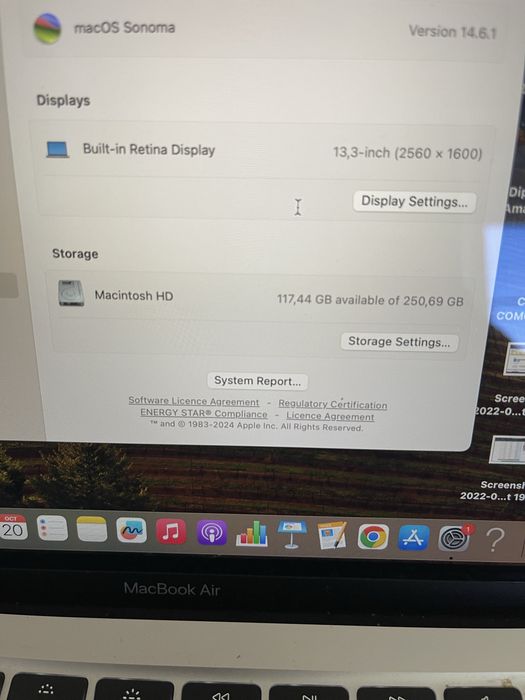 Macbook Air 13” Retina 2020 i3 8gb  256 ssd