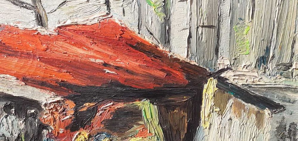 Tablou vechi - piata veche - semnata Iser