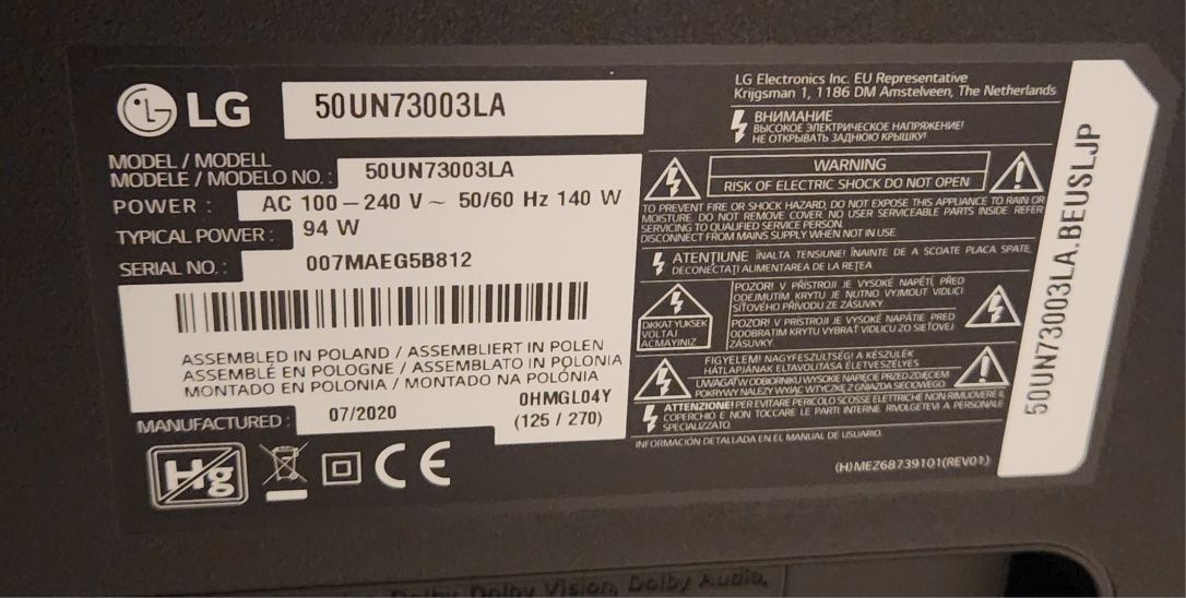 Componente TV Smart LG 50UN73003LA
