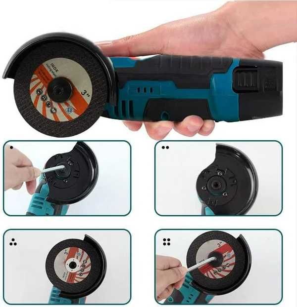 Mini Polizor Flex Electric cu 2 BATERII 12V Disc 76MM + 6 DISCURI