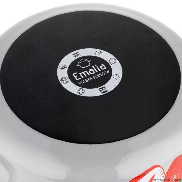 Oala cu capac, din otel, strat email, compatibila cu toate tipurile de