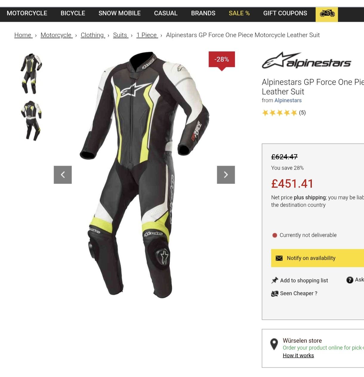 Combinezon moto alpinestar GP force mărimea 52