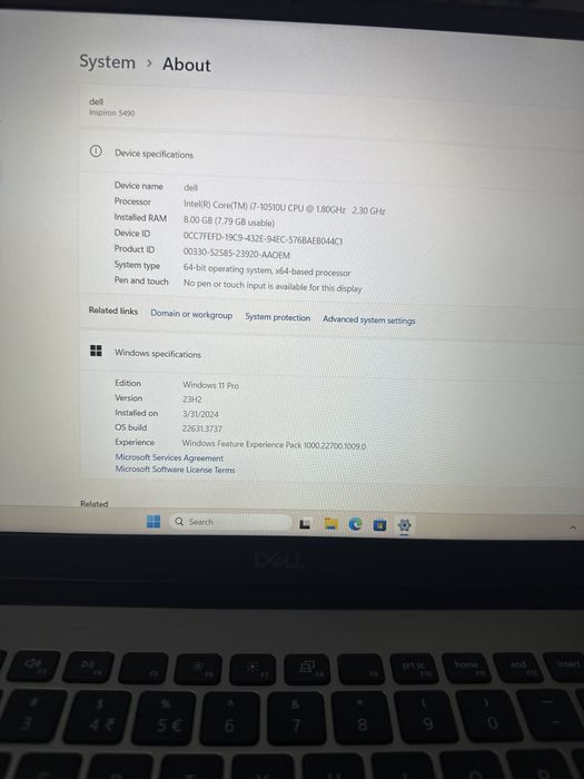 Laptop Dell Inspiron 5490 ca nou* i7 gen 10 * 512ssd * 8GB RAM
