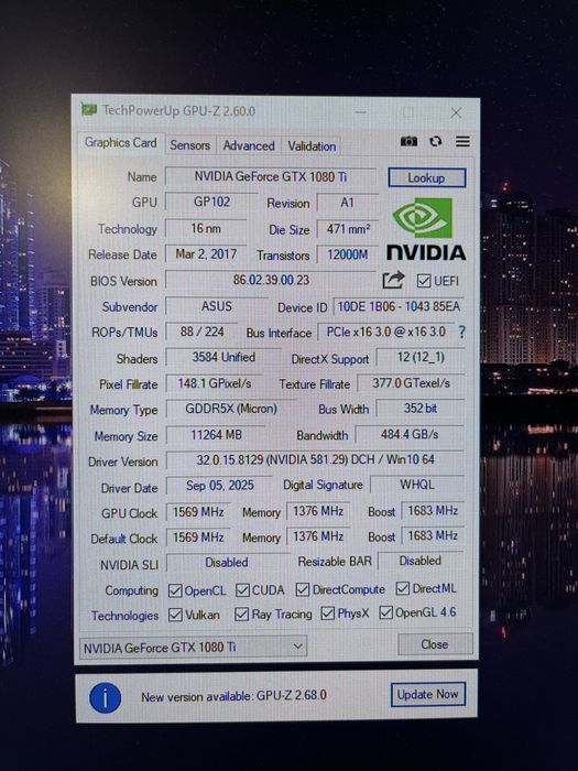 Placa Video ASUS ROG GTX 1080 Ti 11gb GDDR5X Nvidia