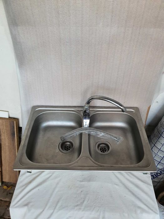 Мойка раковина нержавейка двойная 80×50