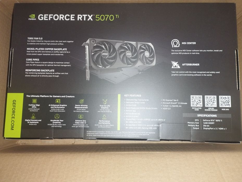 Placa video rtx 5070TI MSI shadow 3x SIGILATA
