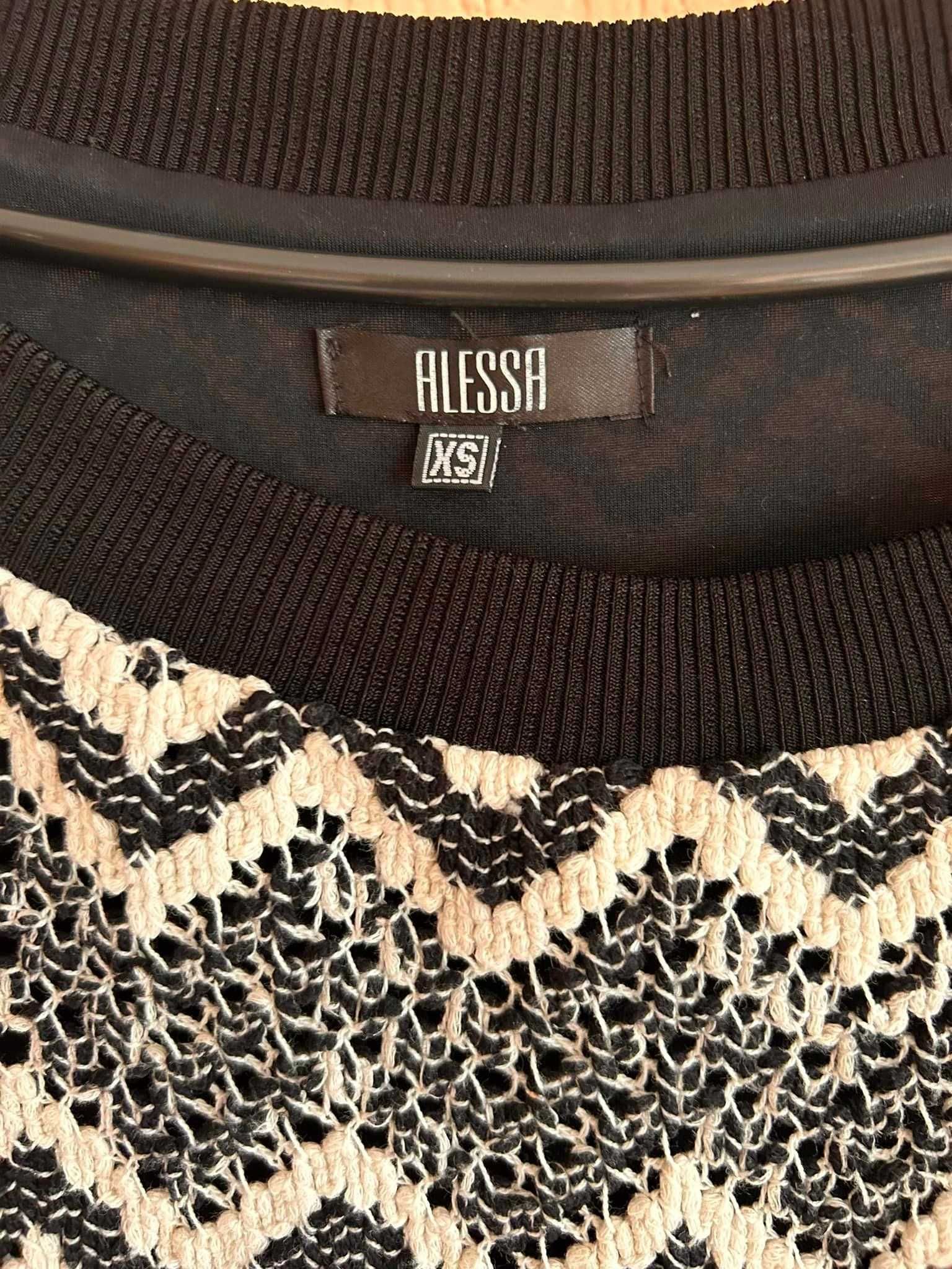 ALESSA Плетена рокля-пуловер , Lorein Lace And Ruffles Пуловер Black