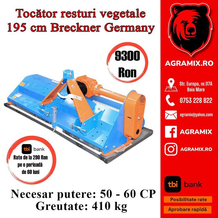 Tocatoare resturi vegetale EFGC 195 cm nou Agramix