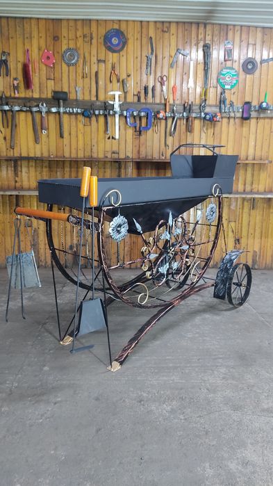 Мангал полустационарный декоративным дизайном шашлык барбекю подарок