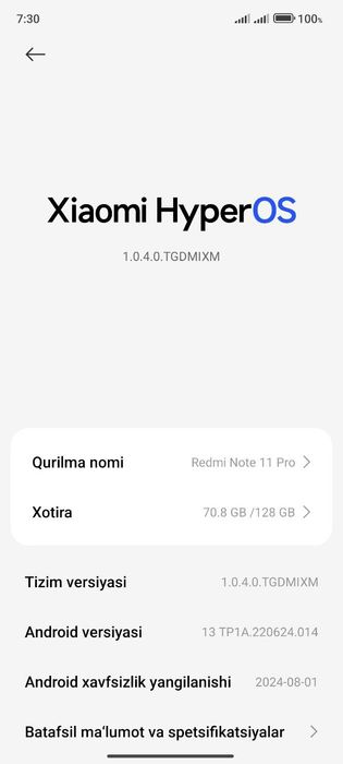 Redmi not 11 pro xolati idyal
