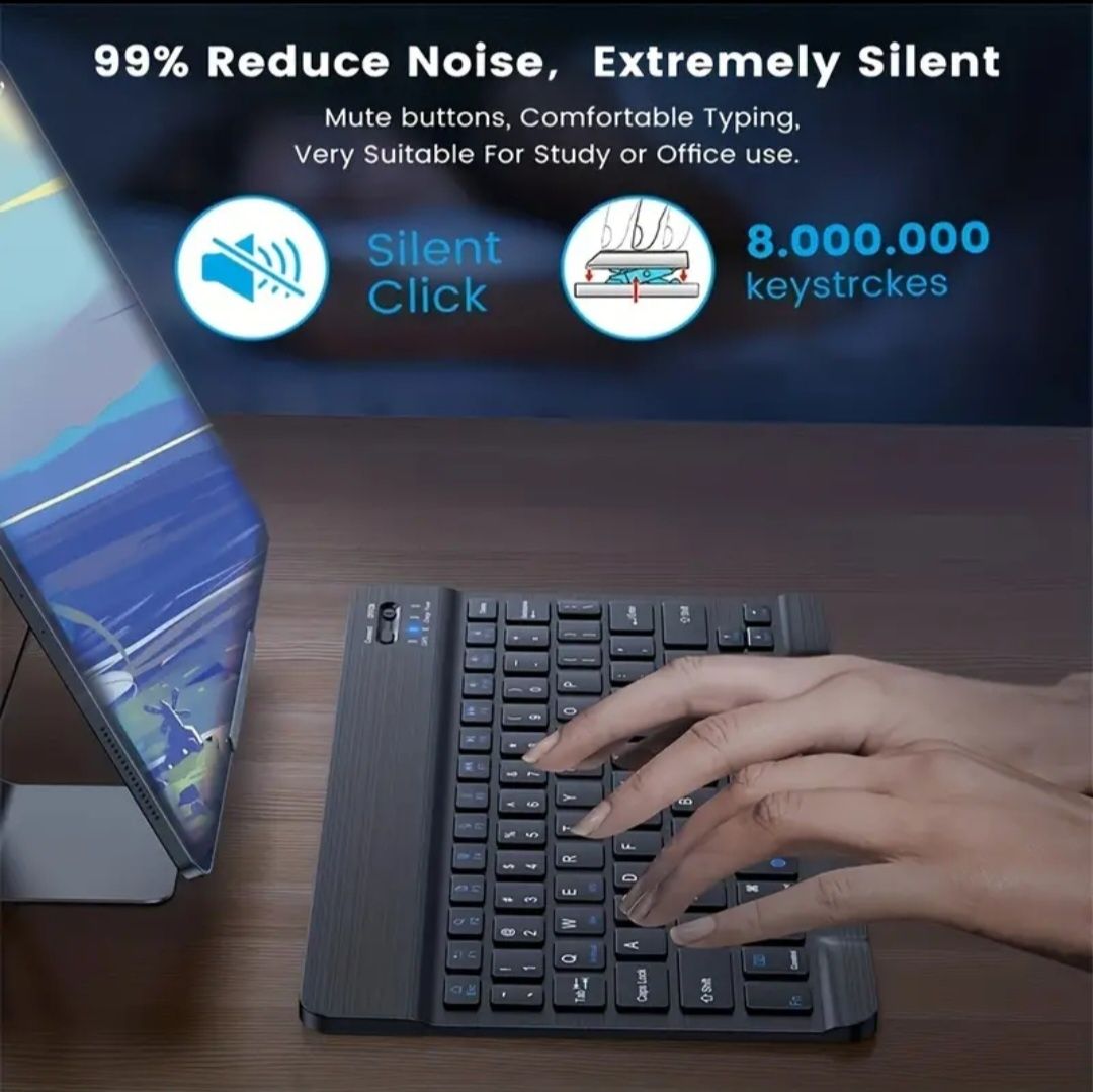 Ултра тънка и тиха безжична Bluetooth клавиатура и мишка