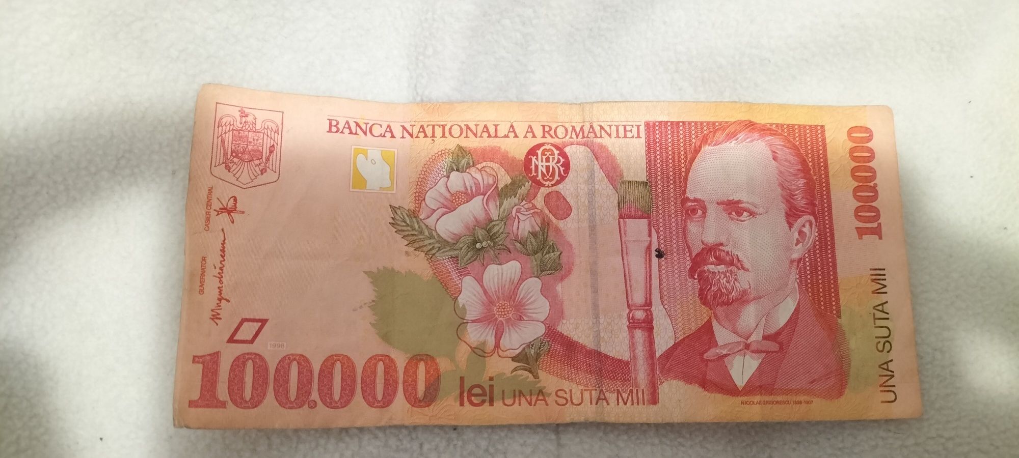 Bancnota de 100,000 lei Nicolae Grigorescu emisa in 1998 Seria A!