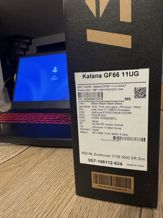 Msi katana GF66 11UG Gaming