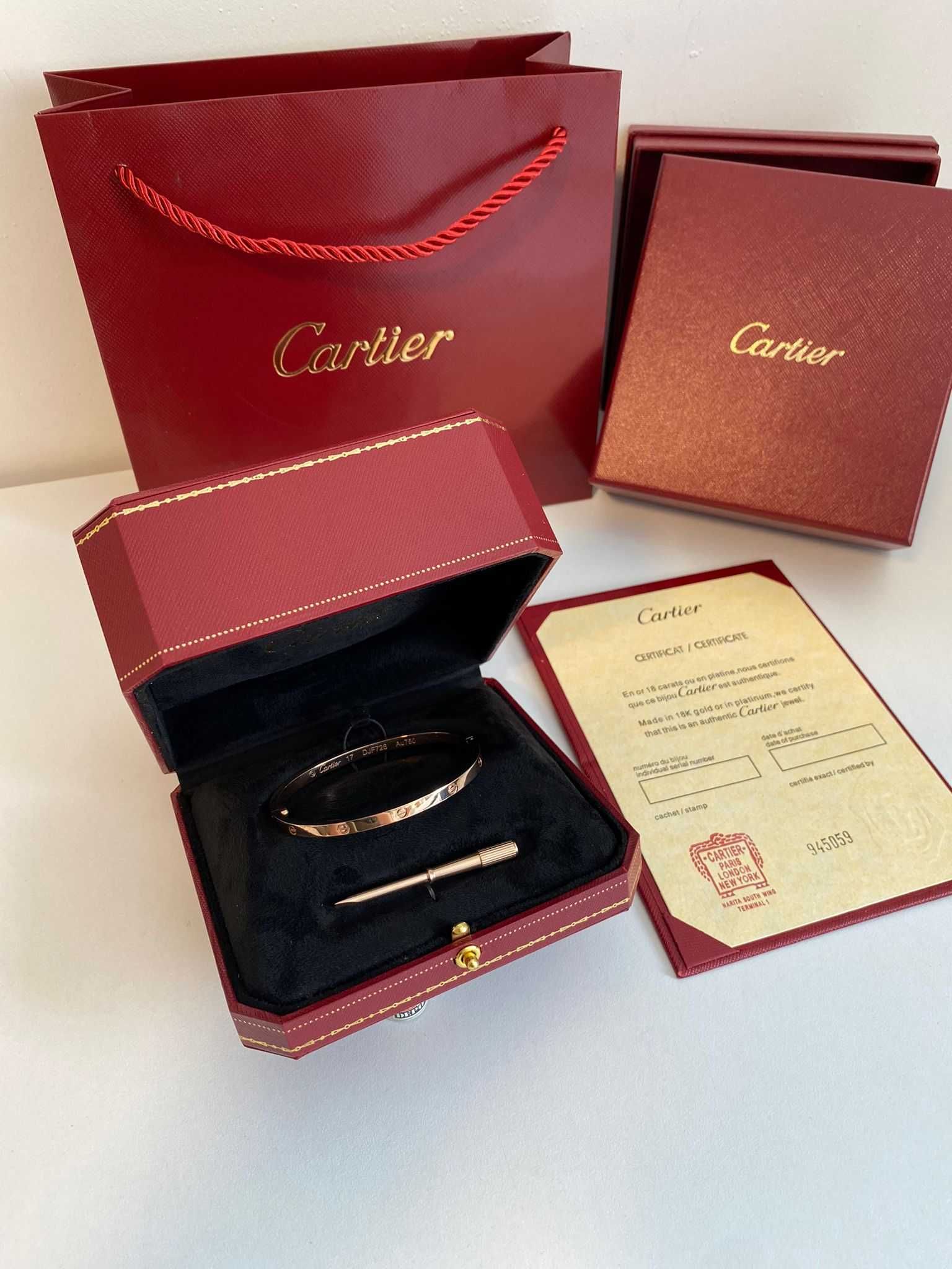 Brățară Cartier LOVE Slim 17 Rose Gold 18K cu Cutie