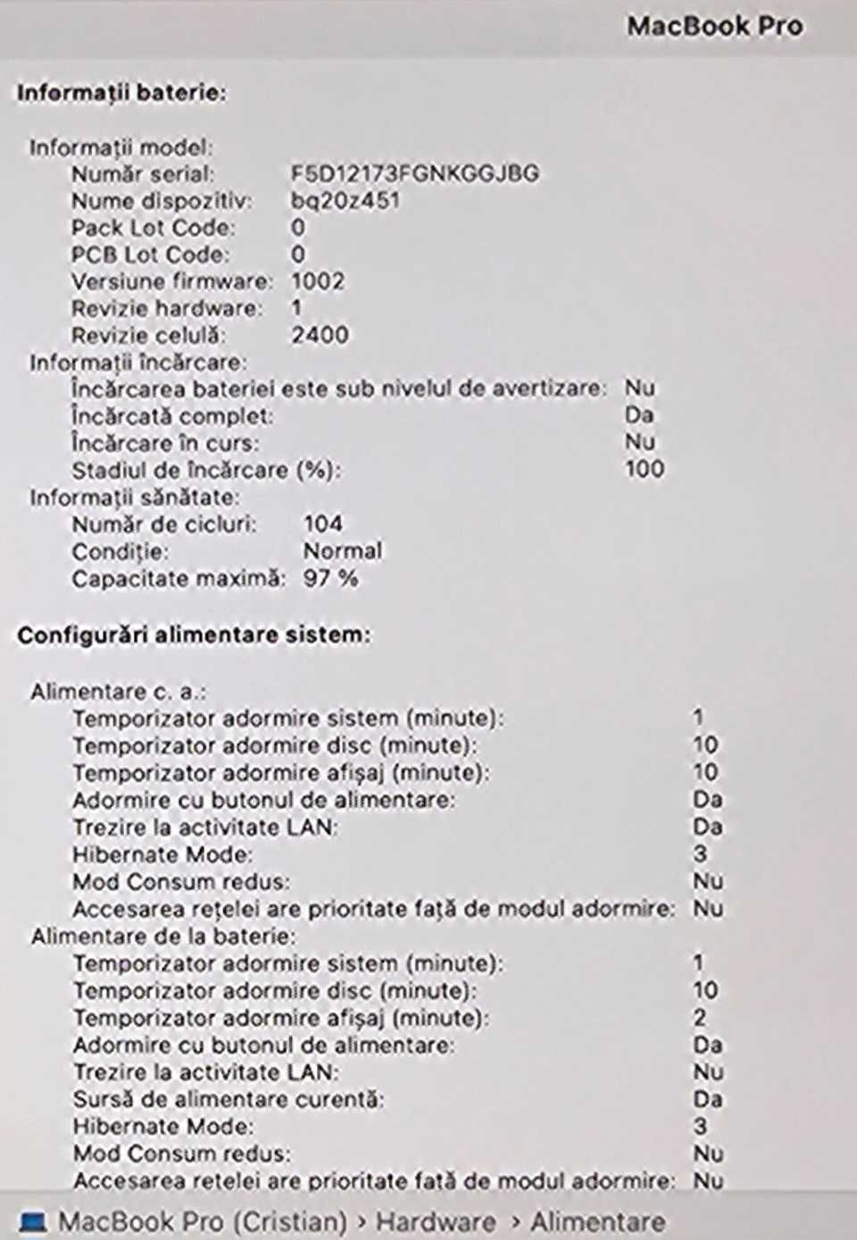 MacBook Pro 13, M1, 8GB, 256GB SSD, 97% bat, factura si garantie