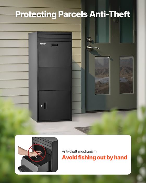 Casuta Postala Negru,Antifurt,1199mm,Otel Galvanizat