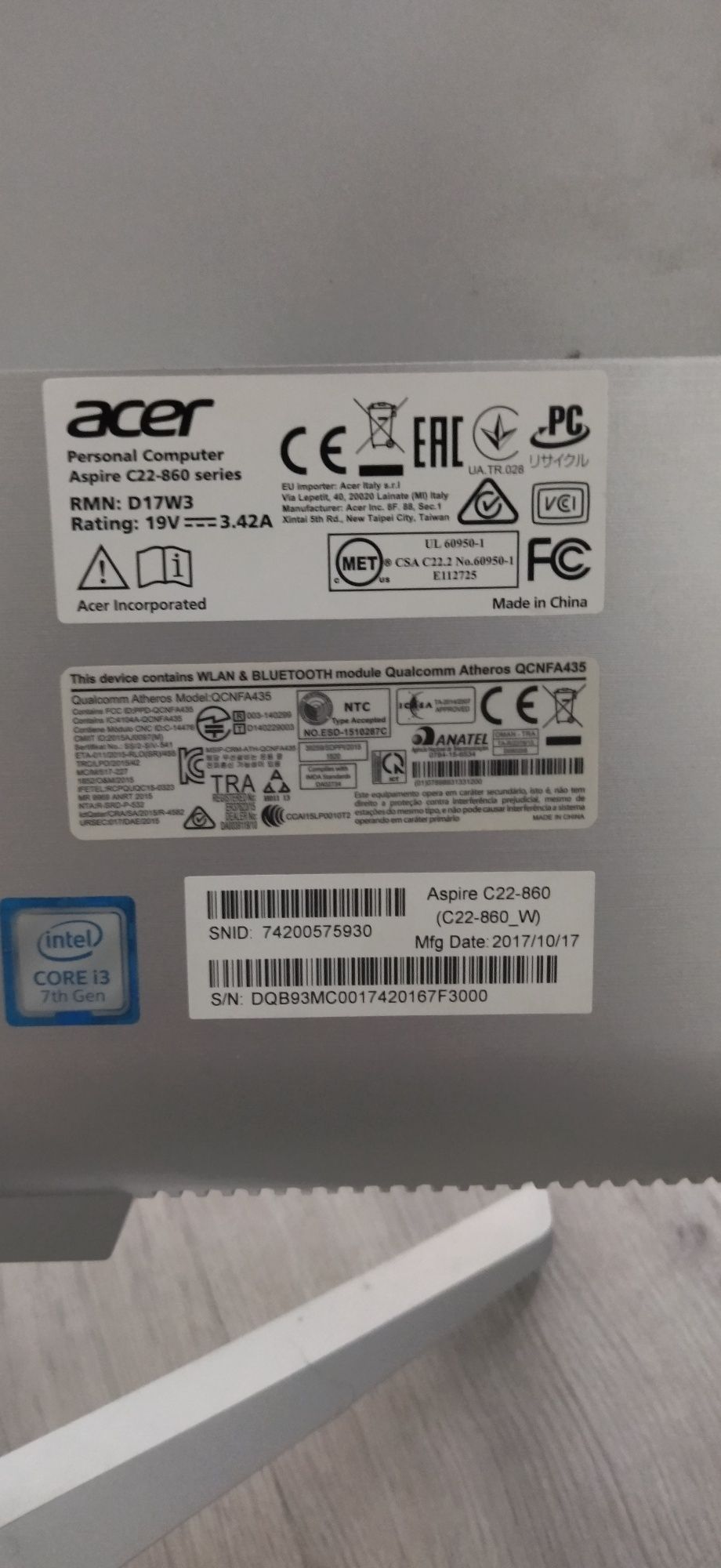 Моноблок Acer Aspire C22-860