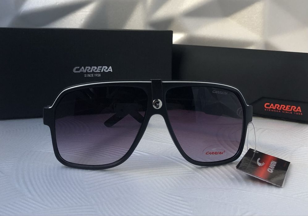 Мъжки слънчеви очила маска carrera черни с кожа