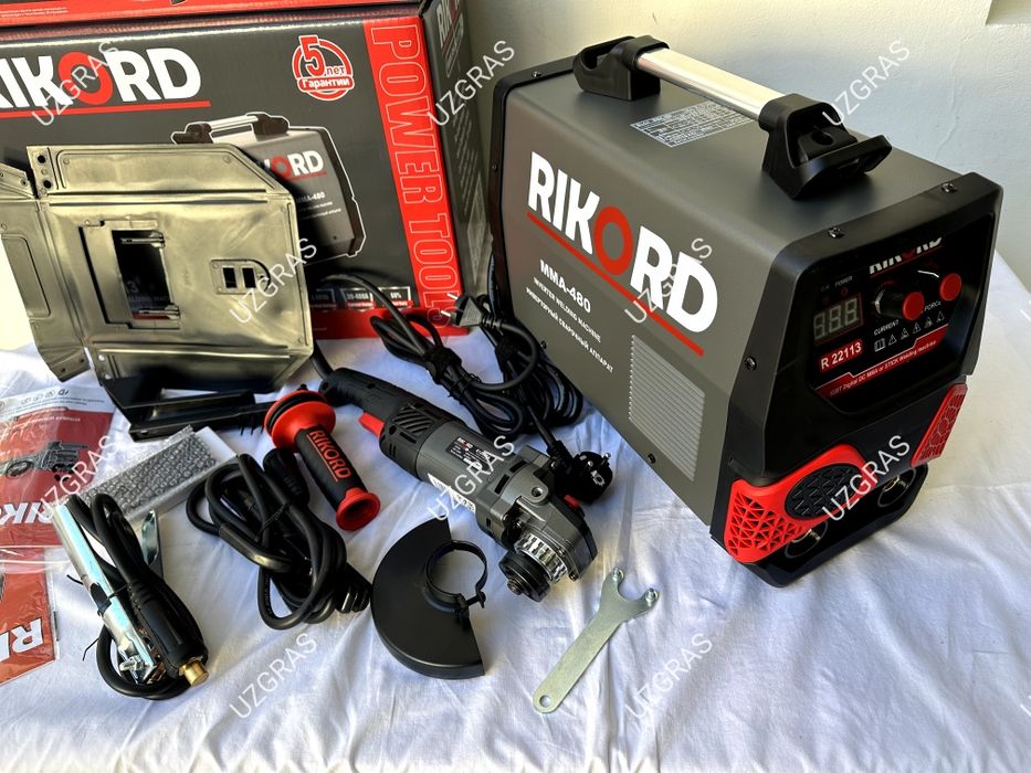 2в1 комплект вместе сварочный аппарат + болгарка оригинал Rikord новый