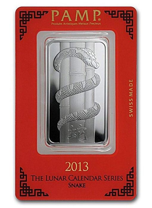 Сребърно кюлче лунар дракон и змия унция