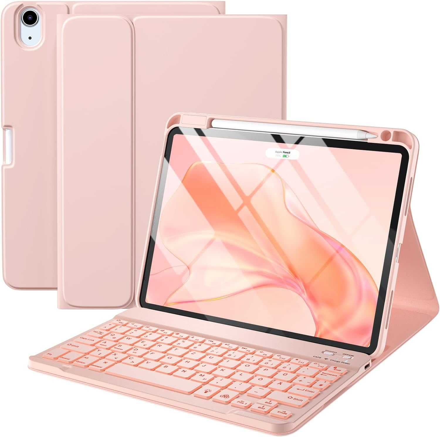 Husă Vobafe tastatură iPad Air 5 2022/Air 4 2020(10,9 inchi),QWERTZ