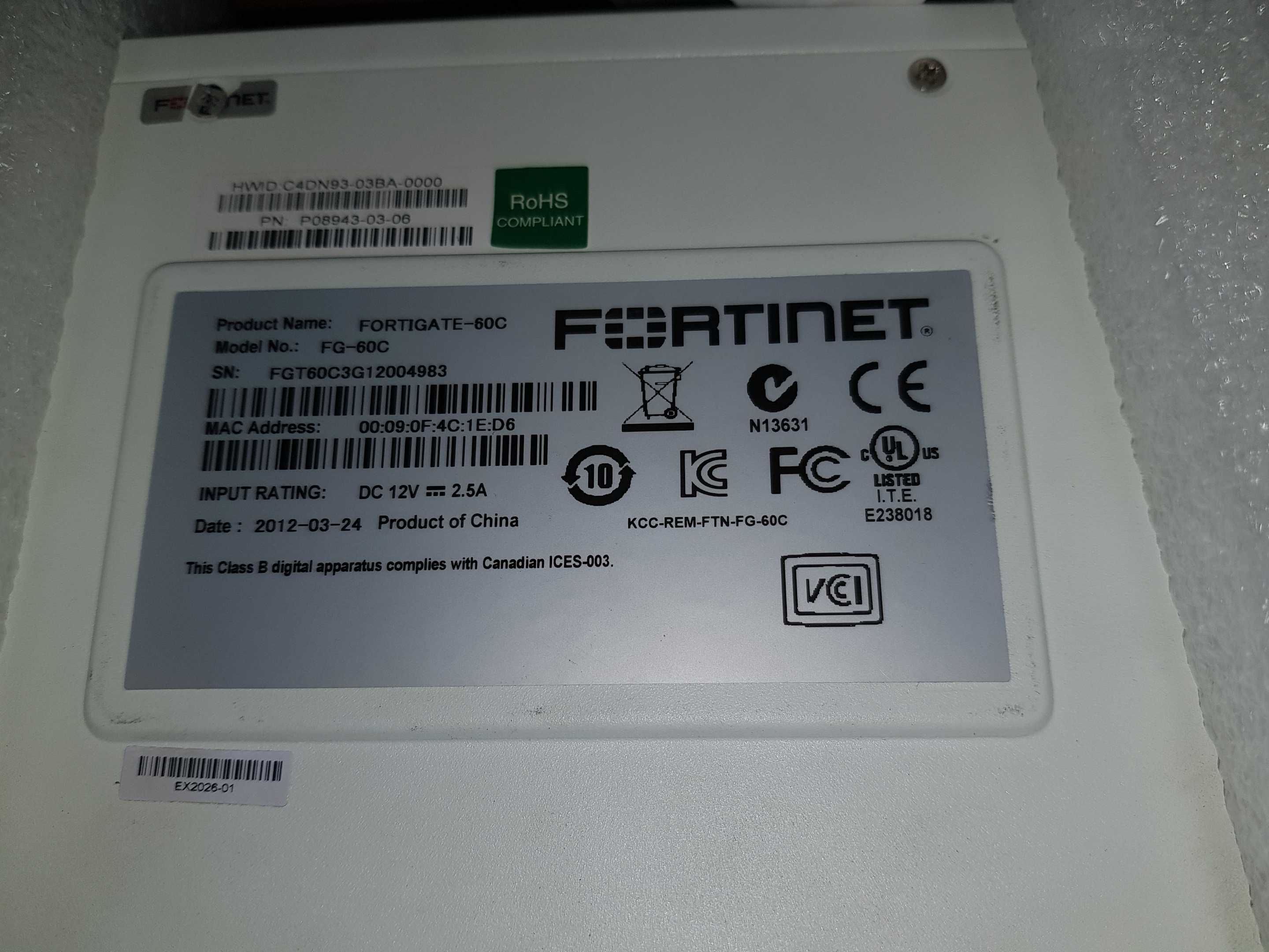 Fortinet FortiGate-60C Security Appliance FG-60C Firewall
