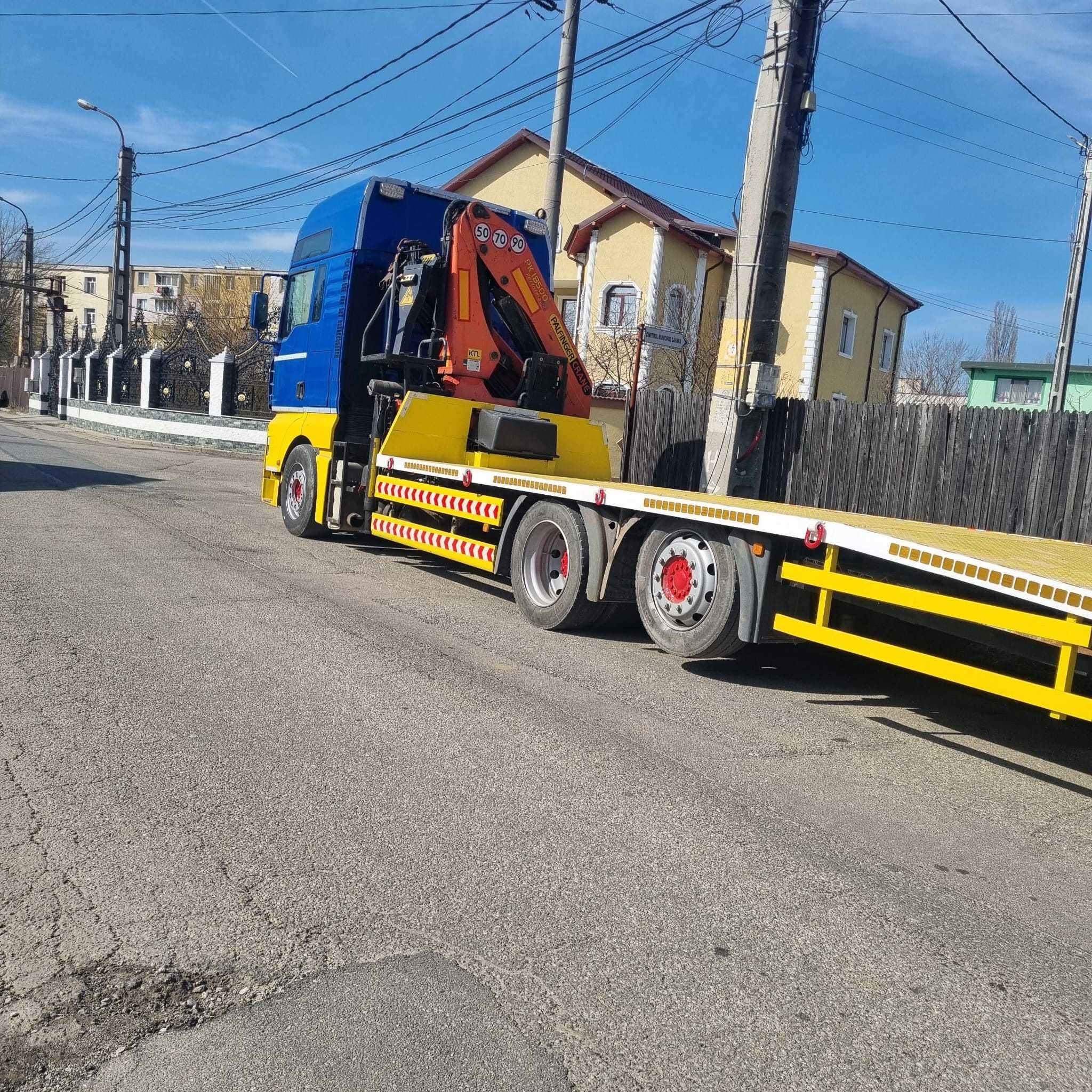 MAN TGA util 16 tone, macara 9 m, pentru utilaje grele de constructii