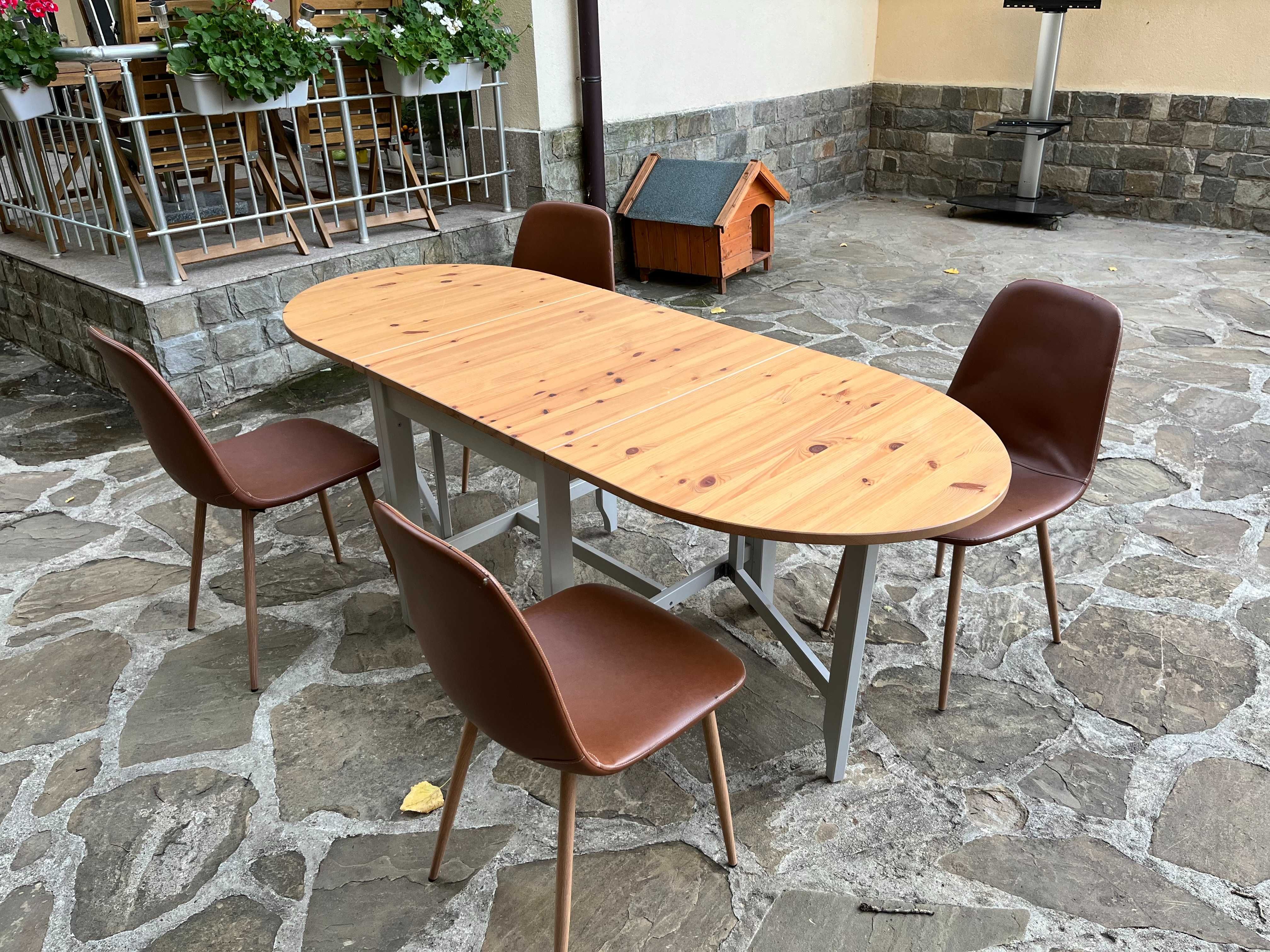 Разтегателна маса IKEA и 4 стола JYSK