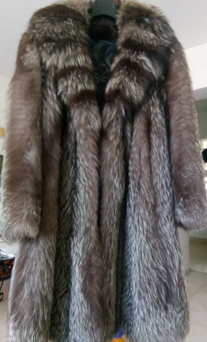 Blana lux Italia vulpe naturala super dama argintie bogata haina lunga