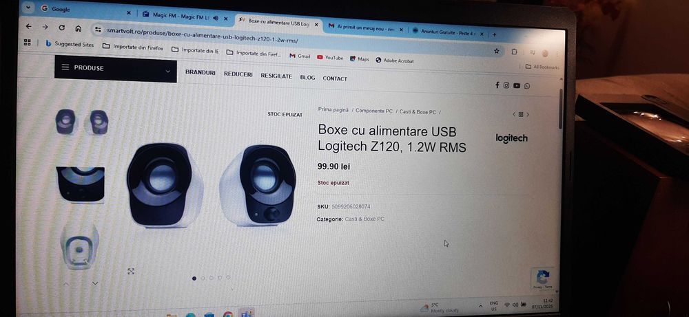Boxe stereo Logitech cu alimentare USB Z120-5lei transportul