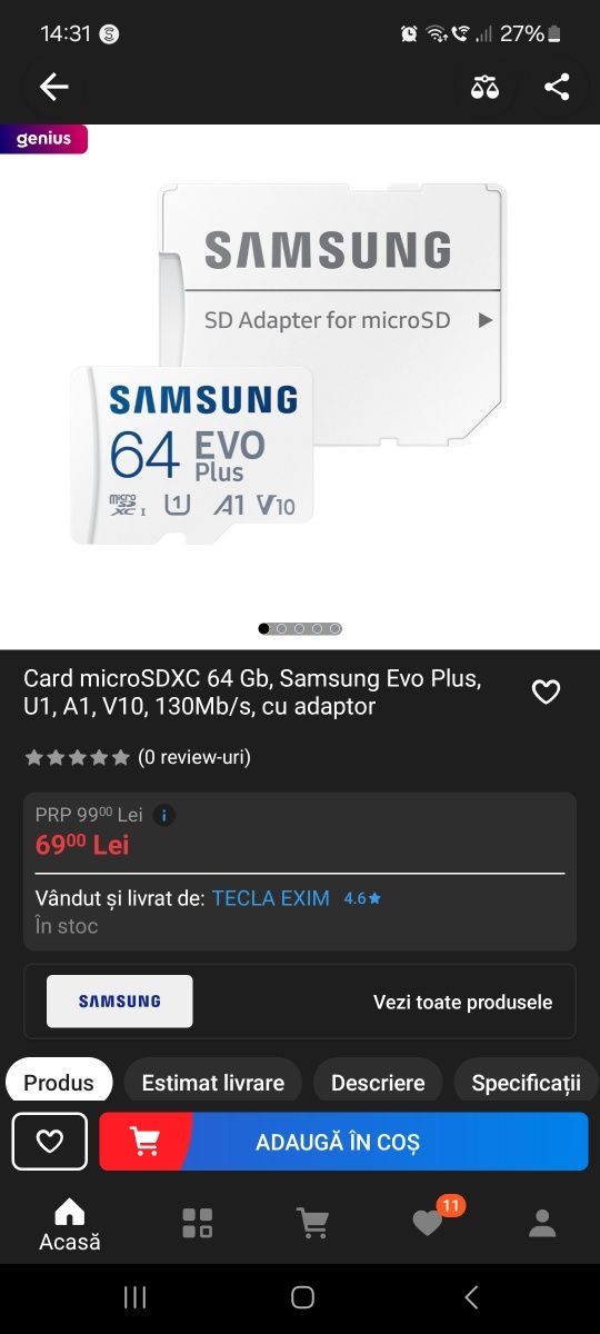 Card microSDXC Samsung Evo plus
