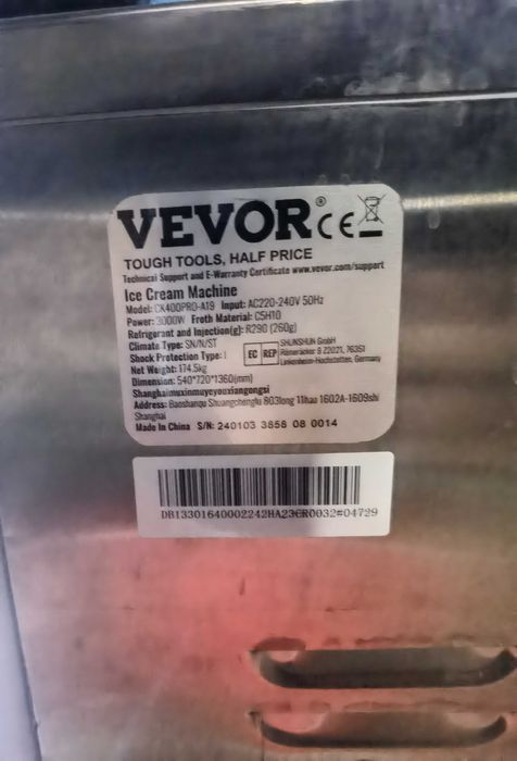 Masina de Inghetata Soft - Vevor (Noua) (Outdoor/Indoor) 34-44 L/H