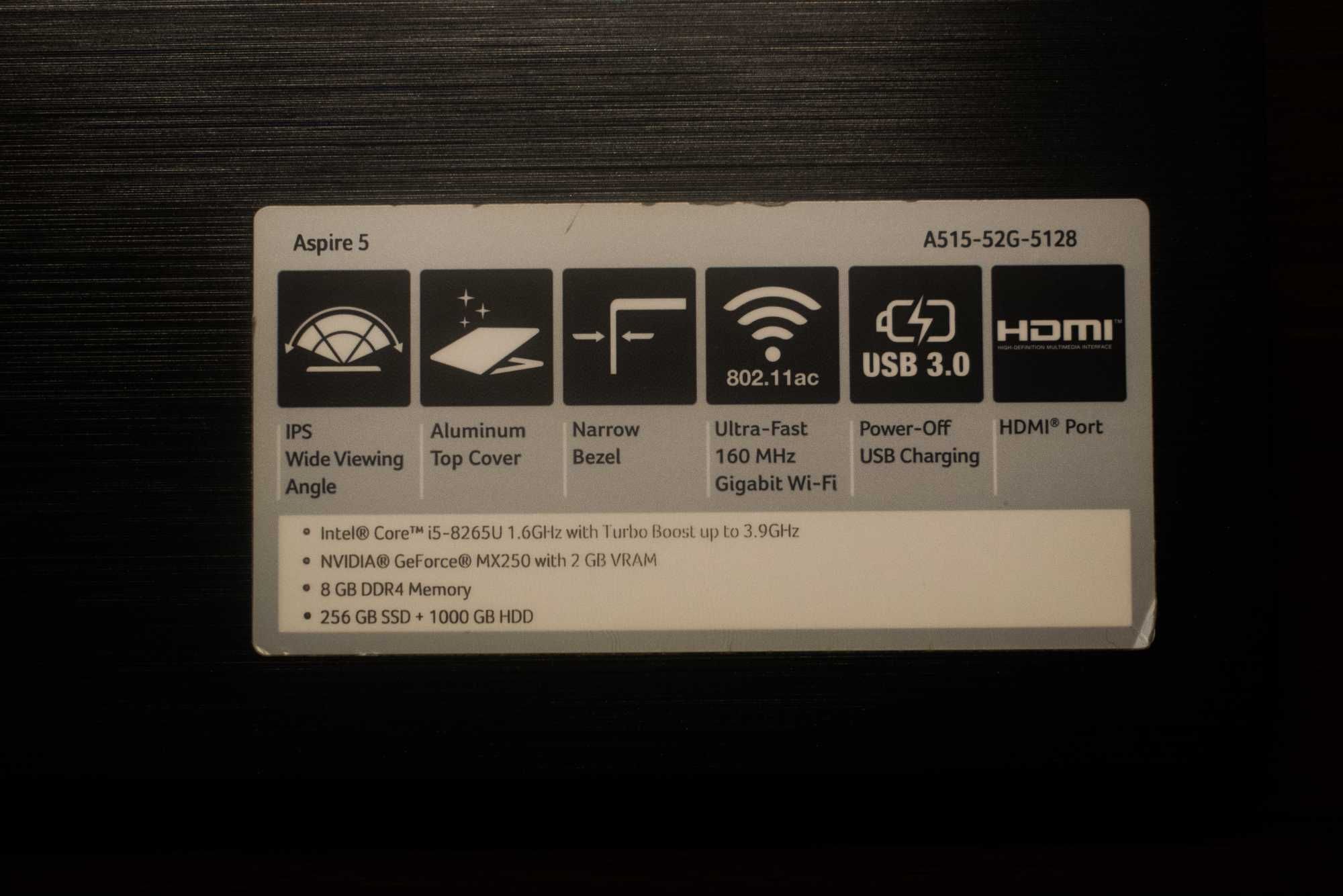 Acer Aspire 5 15.6" 1TB HHD + 256GB SSD