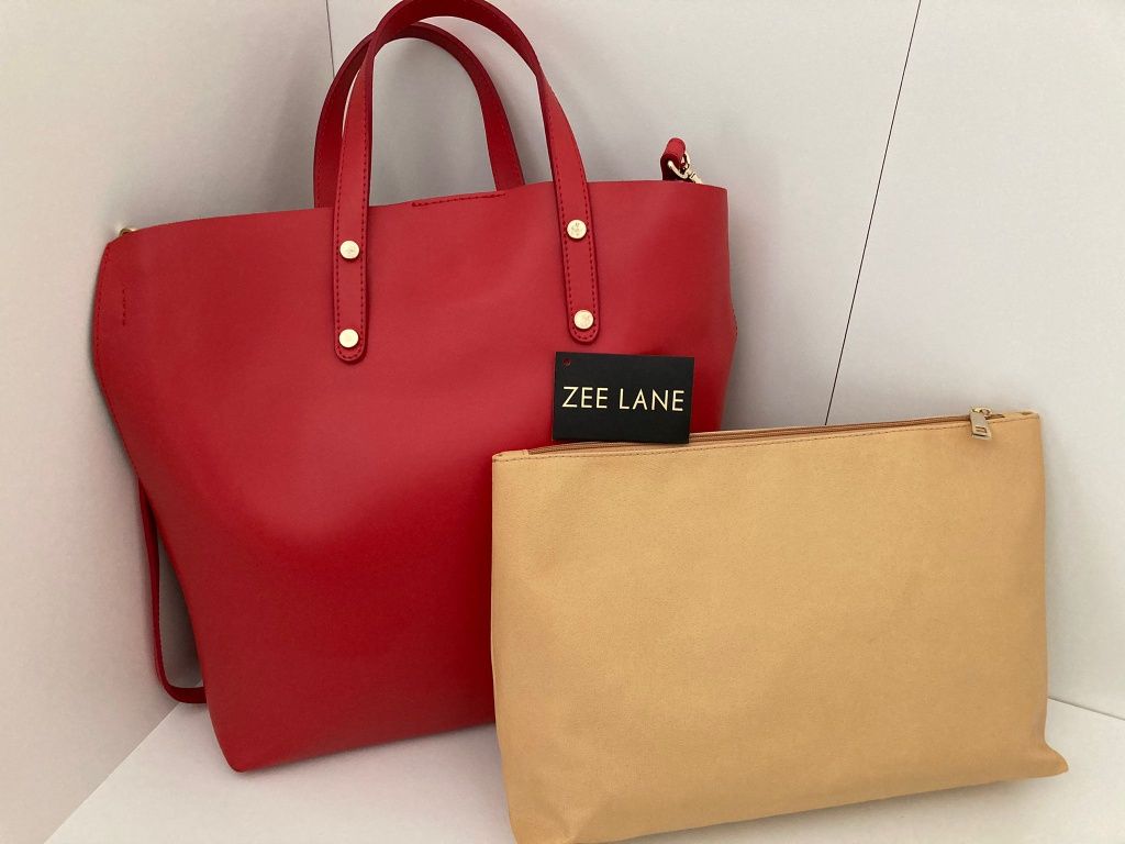 Кожена чанта Zee Lane, естествен велур и кожа