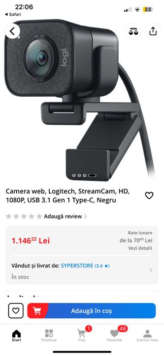 Camera web, Logitech, StreamCam,