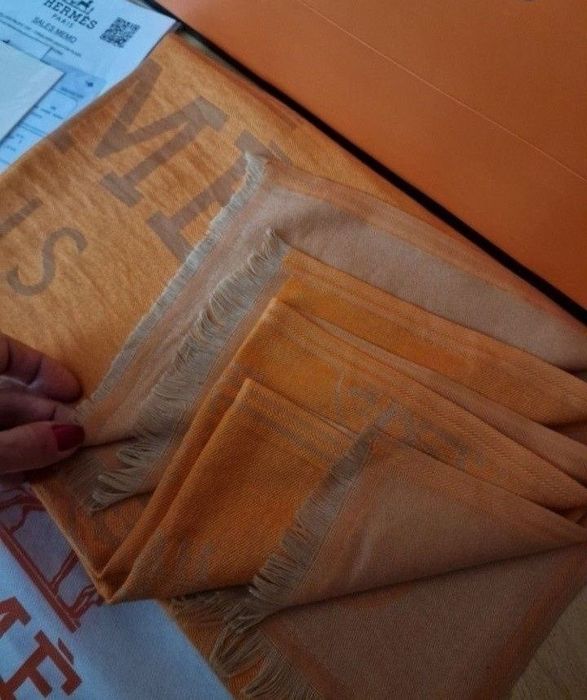 Esarfa Orange doua fețe+geanta H Kelly Medium,saculet, etichetă