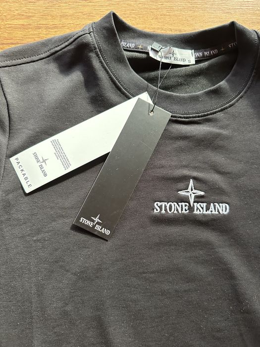 Мъжка,памучна,черна блуза Stone Island с голяма щампа на гърба