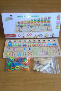 3в1 Образователно-занимателна дървена игра за броене, редене и смятане