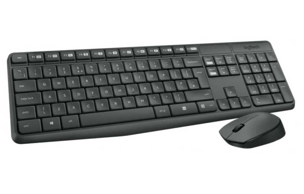 Комплект Безжични Клавиатура + Мишка Logitech MK235, USB, Grey