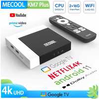 Най-нов Android TV Box MECOOL KM7 PLUS Android TV 11 +Google & Netfliх