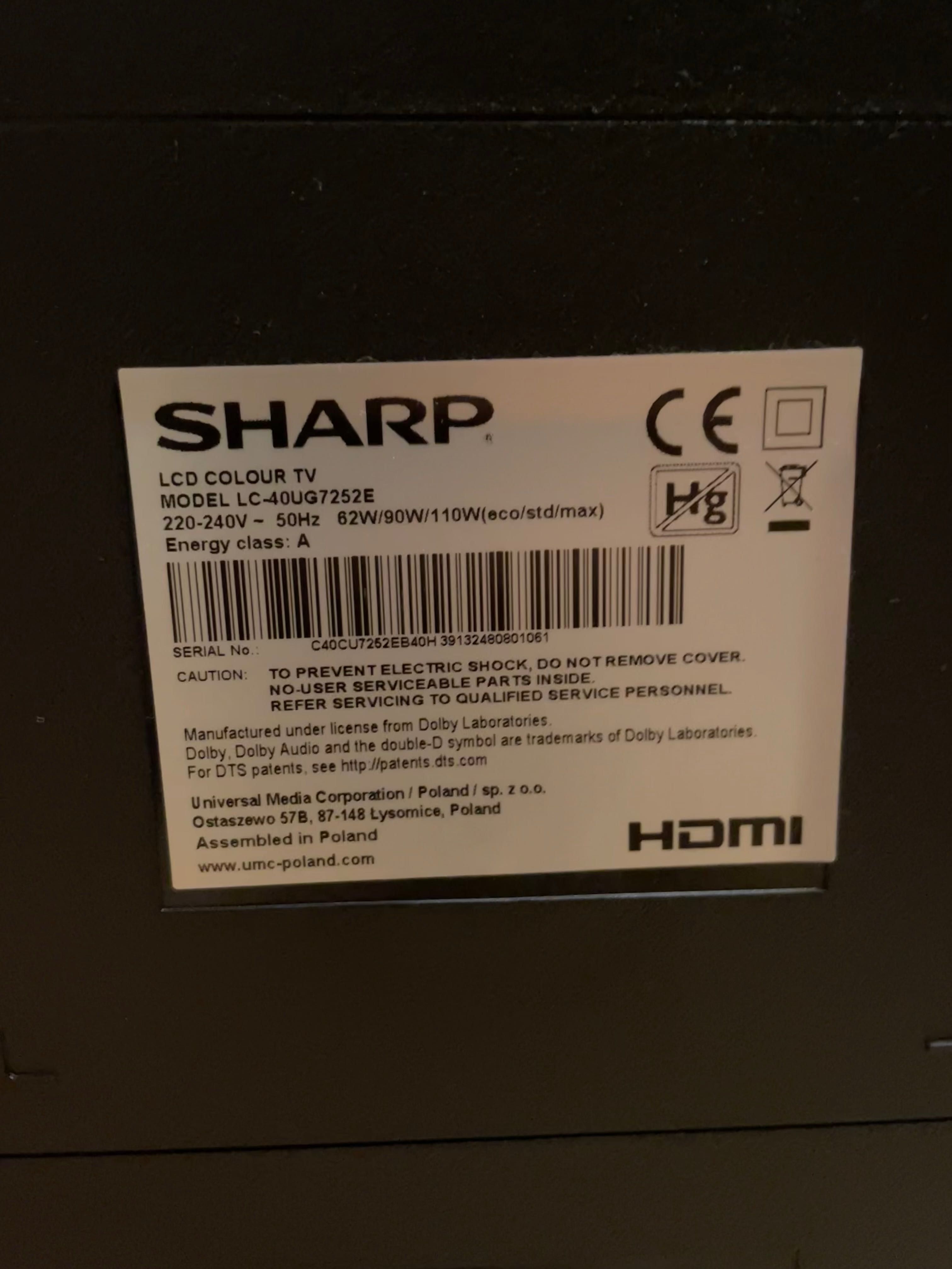 (Черен екран за части) 40” Телевизор LED Smart Sharp, , 4K Ultra HD