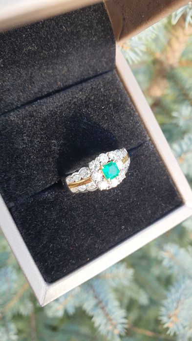 INEL Aur 18 kt si Platina cu Emerald si Diamante Naturale