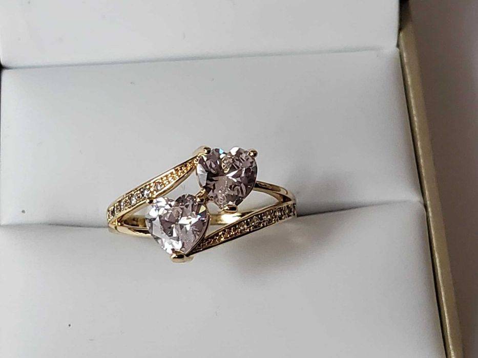 GR31,inel placat aur 14k,model logodna, solid, zirconiu alb