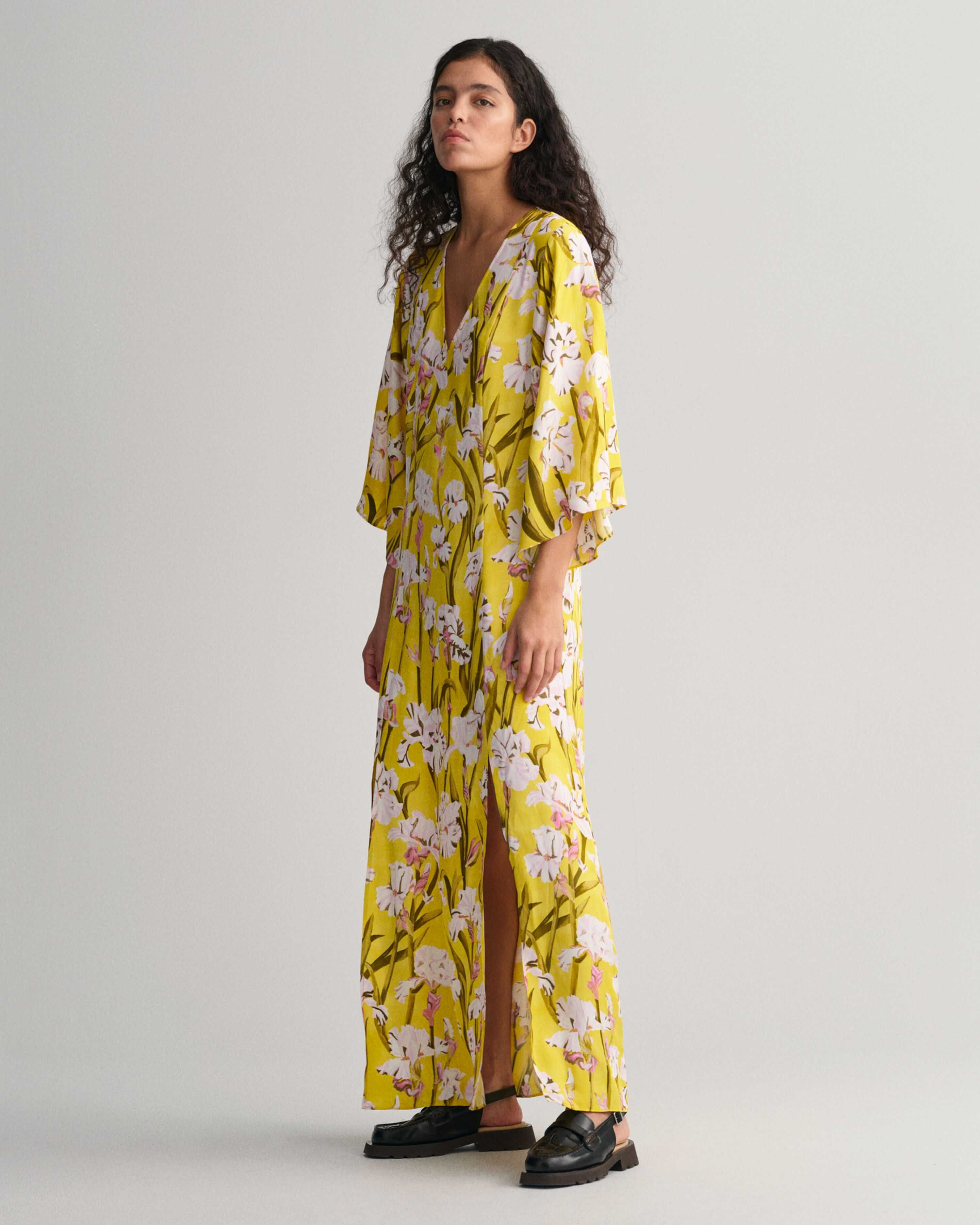 GANT Iris Floral Жълта рокля на цветя Ирис Размер UK 12 / L