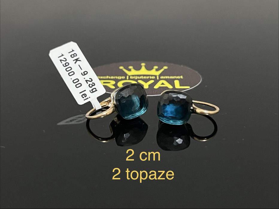 Bijuteria Royal CB : Cercei aur 18K 9,23 grame 2 topaze