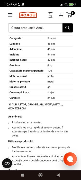 Set 3 scaun tapitat stofa gri/stejar Astor