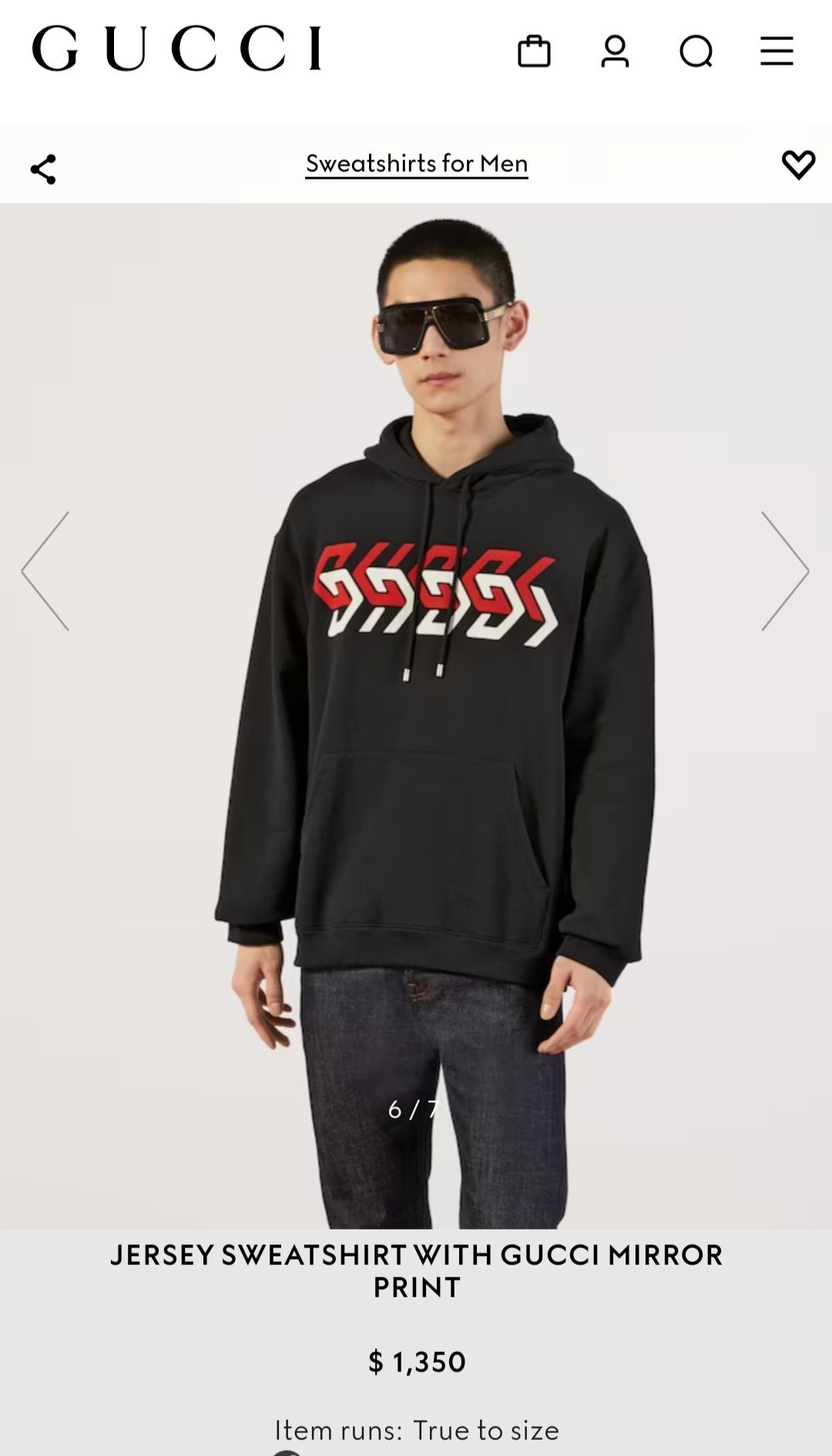 Gucci jersey sweatshirt GUCCI MIRROR PRINT