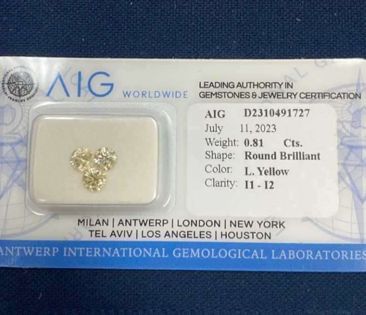 Диаманти 0,81 ct. Сертификат AIG