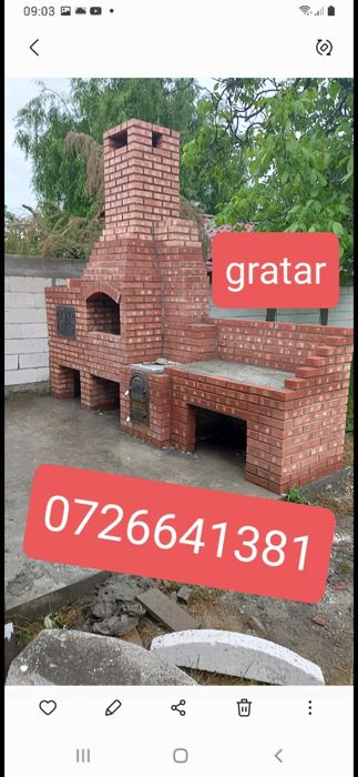 Gratar rustic de cărămidă plita țărănească cuptor de pâine afumături m