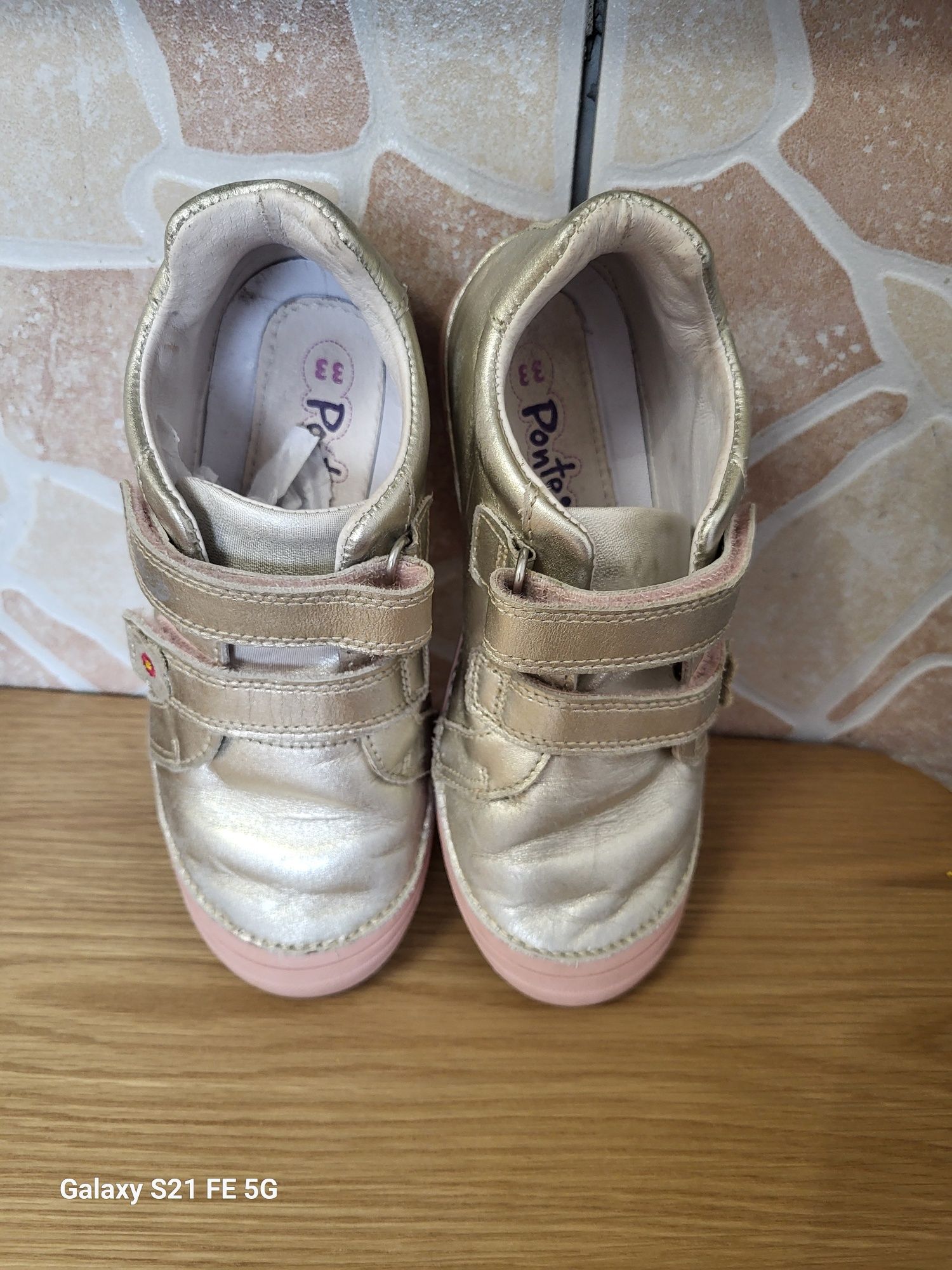 Pantofi Ponte20 (Ddsteps) din piele, aurii, mar 33
